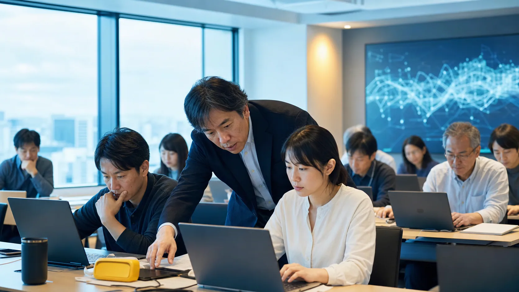 企業で生成AI研修に取り組む受講者