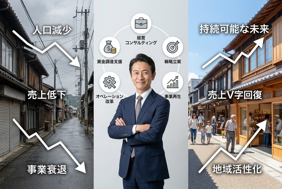 経営コンサルティングと地方創生の実写イメージ